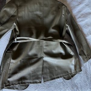 ASOS DESIGN Tall faux leather belted grandad in olive